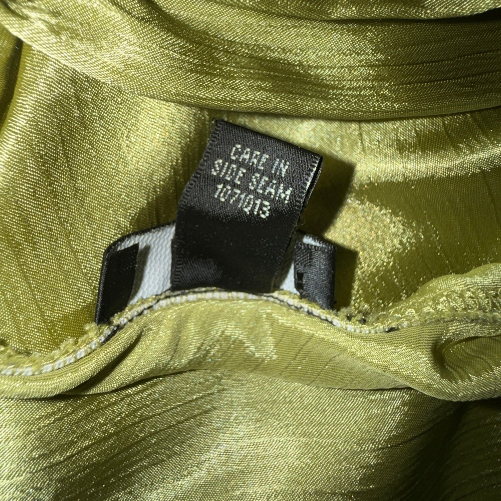 Y2K Babydoll BCX Metallic Satin Chain Detail Camisole Olive Green L Milkmaid - Picture 6 of 13